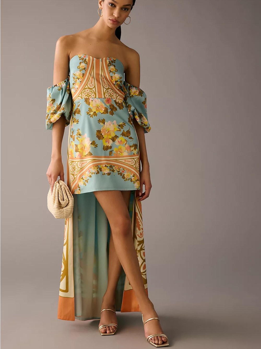 Anthropologie Vineet Bahl Off-The-Shoulder Printed Cape Dress